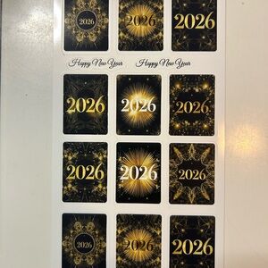 New Year 2026 Celebration Stickers - Black and Gold - 2-sheets Included as Shown